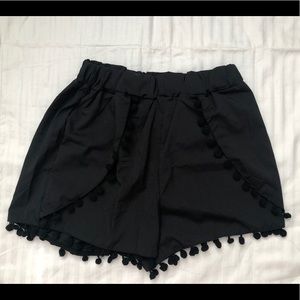 Black Pompom Shorts